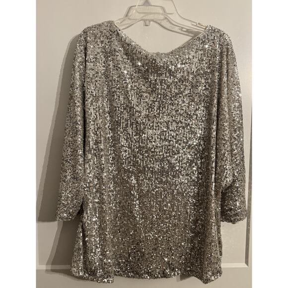 Cable & Gauge Sequin Special Occasion Blouse Top Shirt Sz 2X plus Christmas NYE - Picture 5 of 9